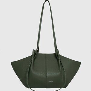 DARK GREEN GRAINED LEATHER TOTE